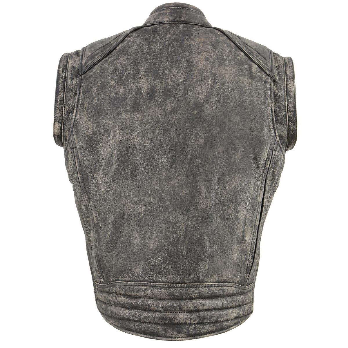 MLM1509 Men's Distressed Brown ‘2 in 1’ Leather Jacket with Zip-Off Sleeves