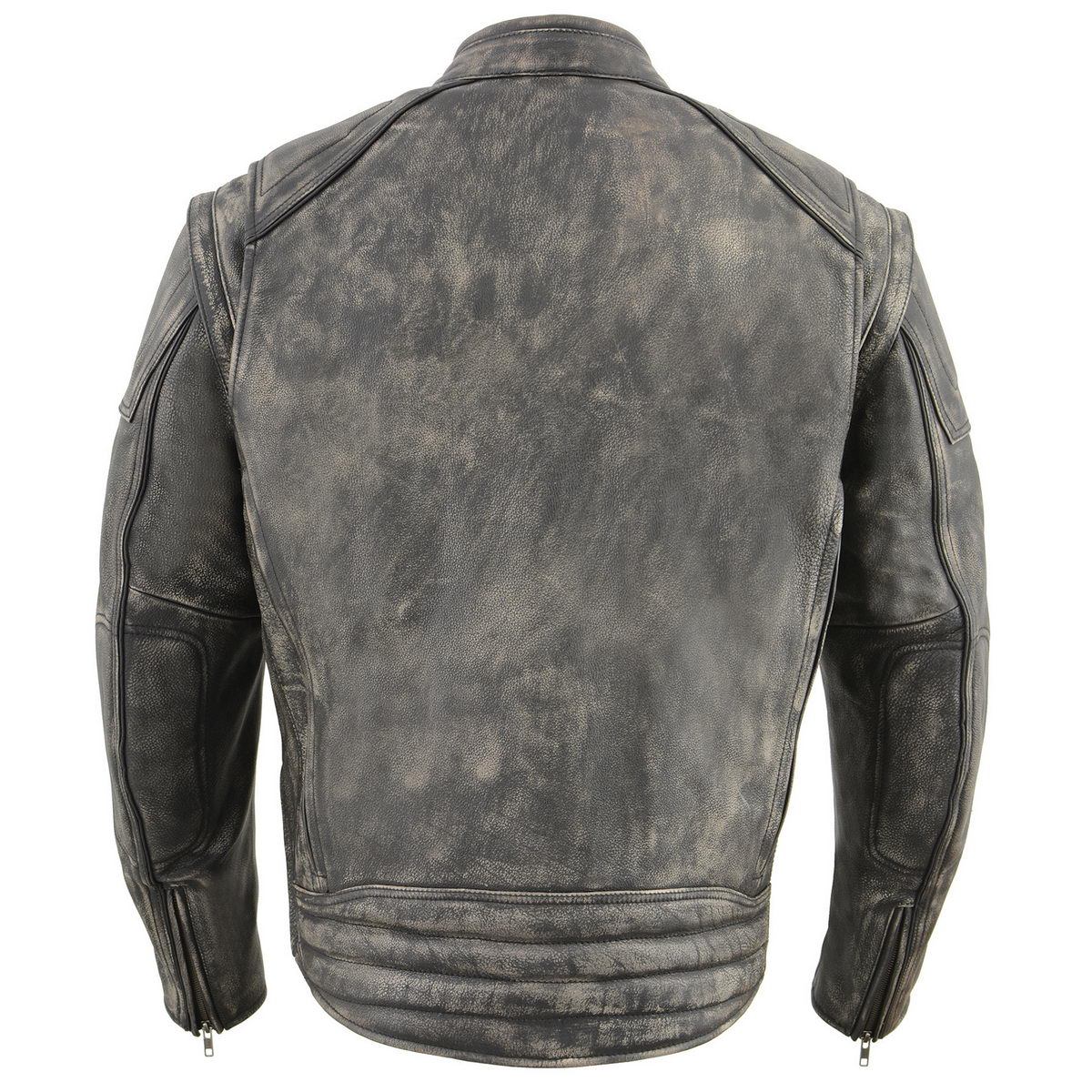 MLM1509 Men's Distressed Brown ‘2 in 1’ Leather Jacket with Zip-Off Sleeves