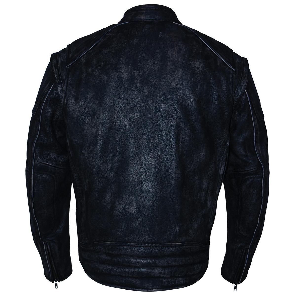 MLM1509 Men's Distressed Brown ‘2 in 1’ Leather Jacket with Zip-Off Sleeves