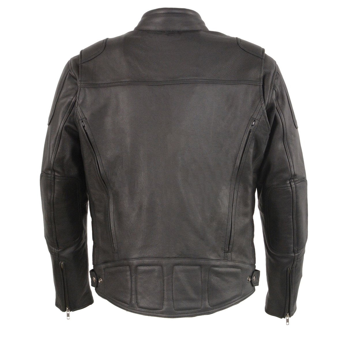 Heated Jacket for Men's Black Cowhide Leather - Motorcycle Vented Jacket for All Seasons MLM1513