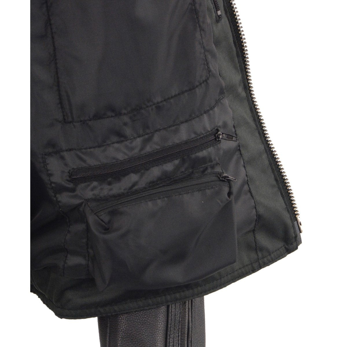 Heated Jacket for Men's Black Cowhide Leather - Motorcycle Vented Jacket for All Seasons MLM1513