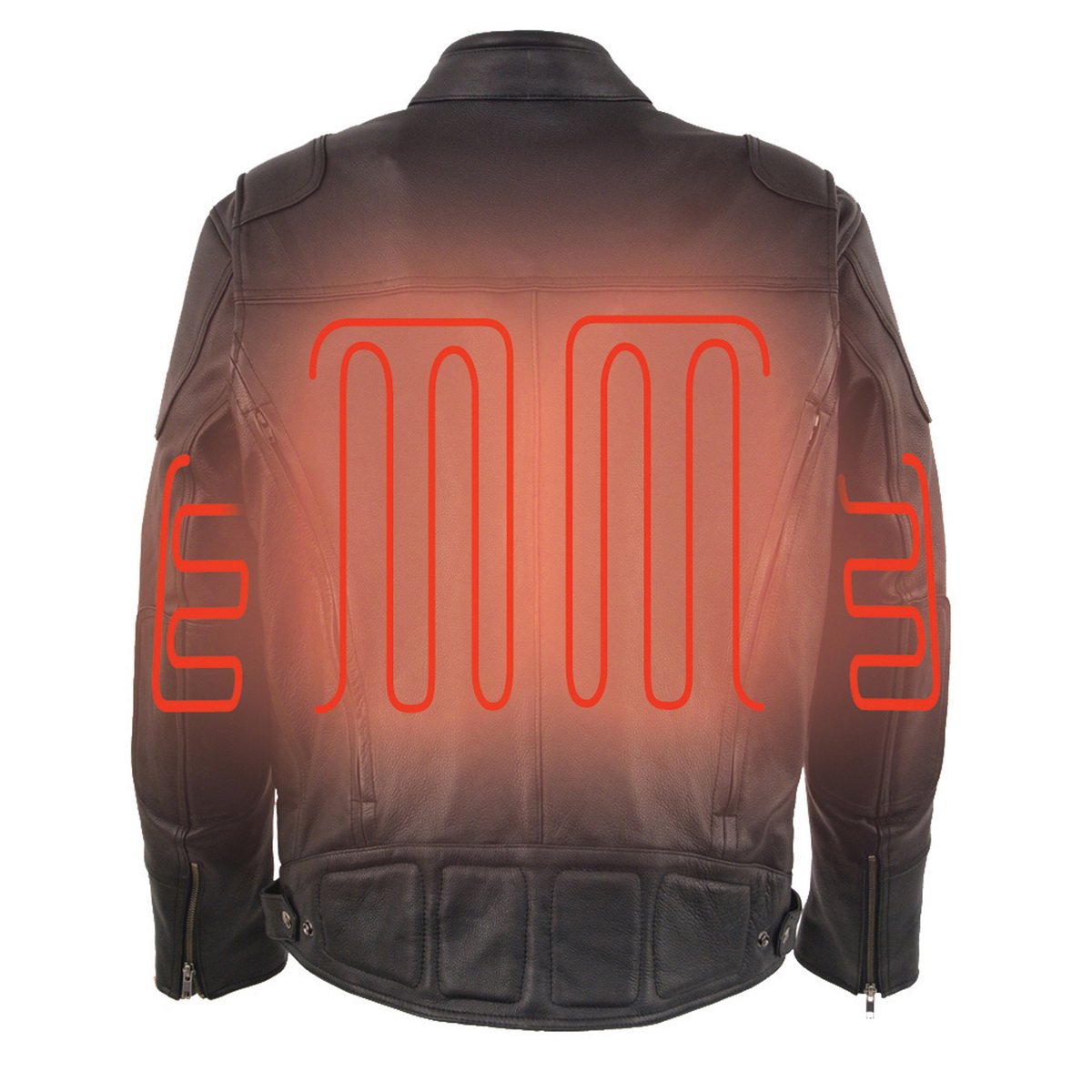 Heated Jacket for Men's Black Cowhide Leather - Motorcycle Vented Jacket for All Seasons MLM1513