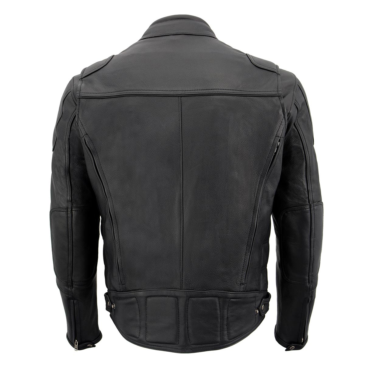 Heated Jacket for Men's Black Cowhide Leather Motorcycle Vented Jacket for All Seasons MLM1513SET