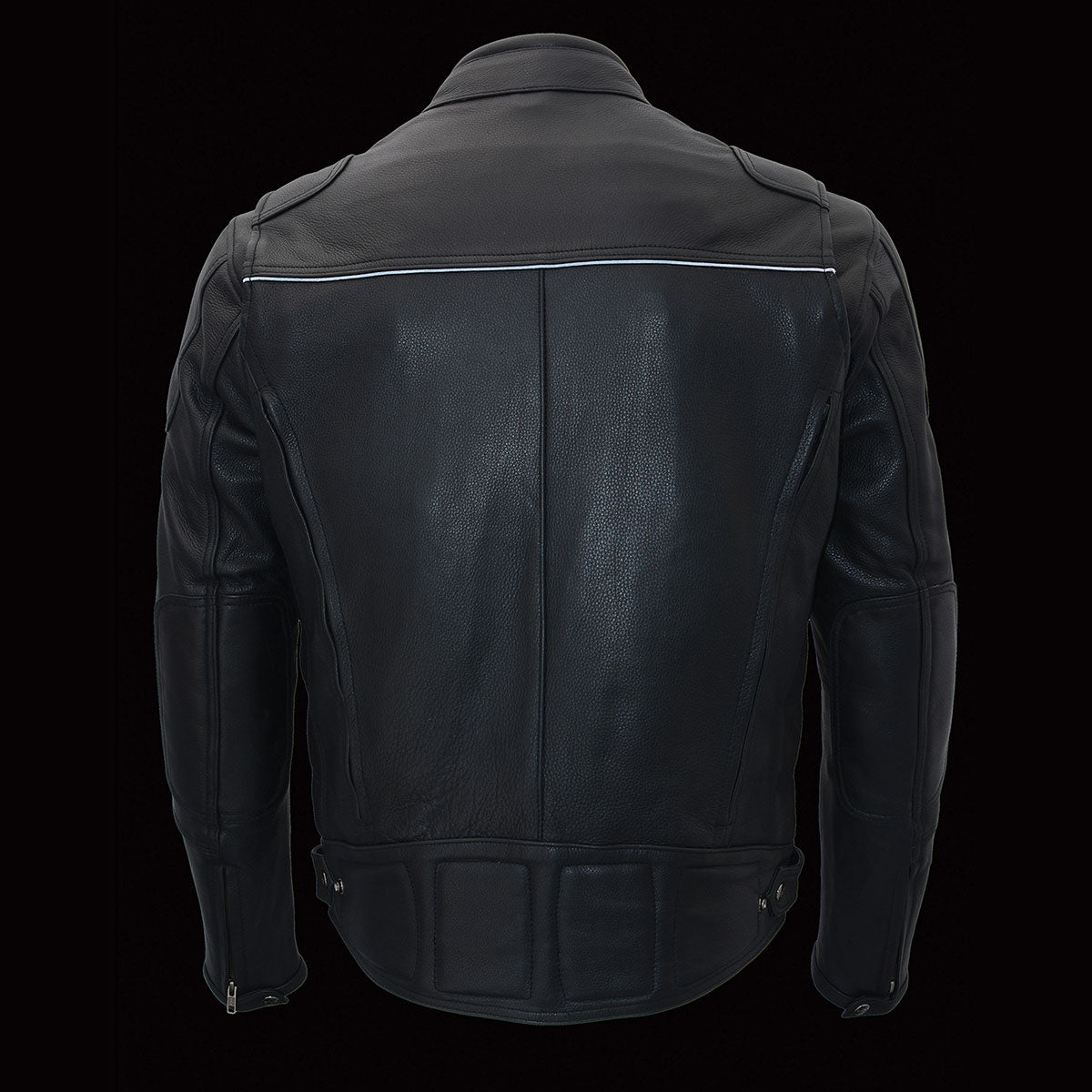 Heated Jacket for Men's Black Cowhide Leather - Motorcycle Vented Jacket for All Seasons MLM1513