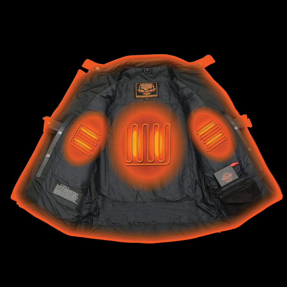 MLM1514SET All Season Black Premium Leather Motorcycle Riders Jacket w/ Heated and Cool-Tec Technology