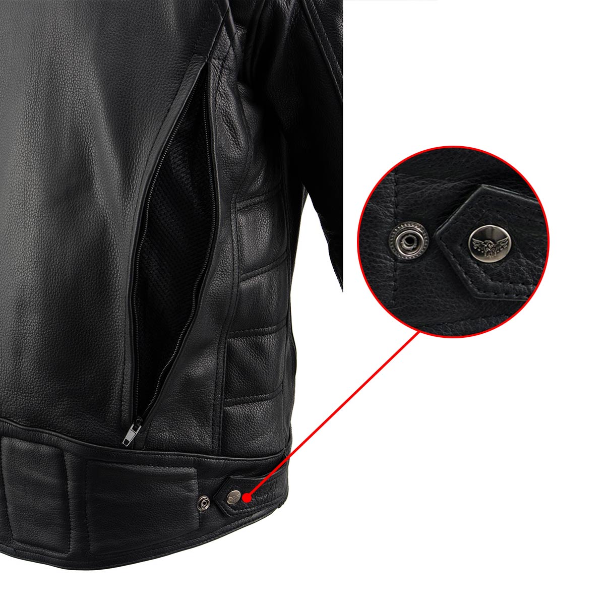 MLM1514SET All Season Black Premium Leather Motorcycle Riders Jacket w/ Heated and Cool-Tec Technology