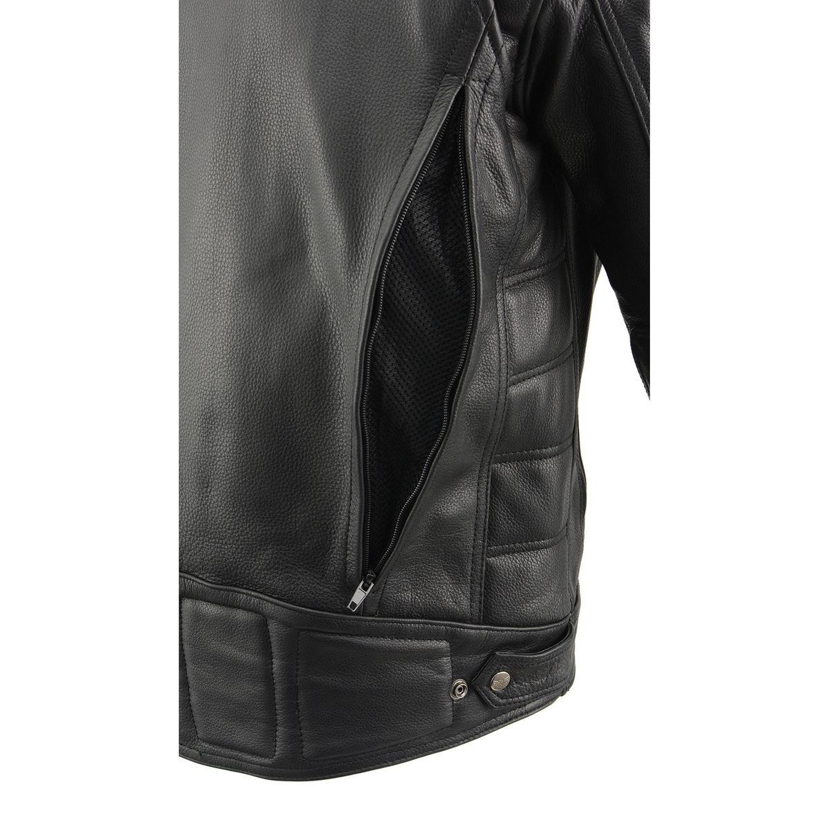 MLM1514SET All Season Black Premium Leather Motorcycle Riders Jacket w/ Heated and Cool-Tec Technology