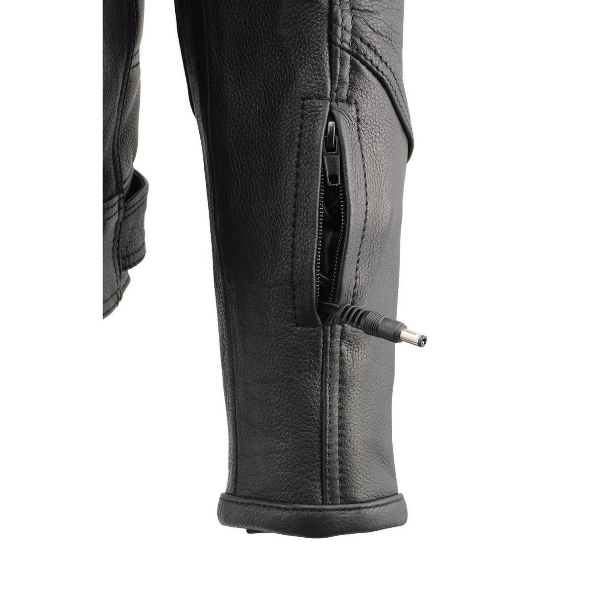 MLM1514SET All Season Black Premium Leather Motorcycle Riders Jacket w/ Heated and Cool-Tec Technology