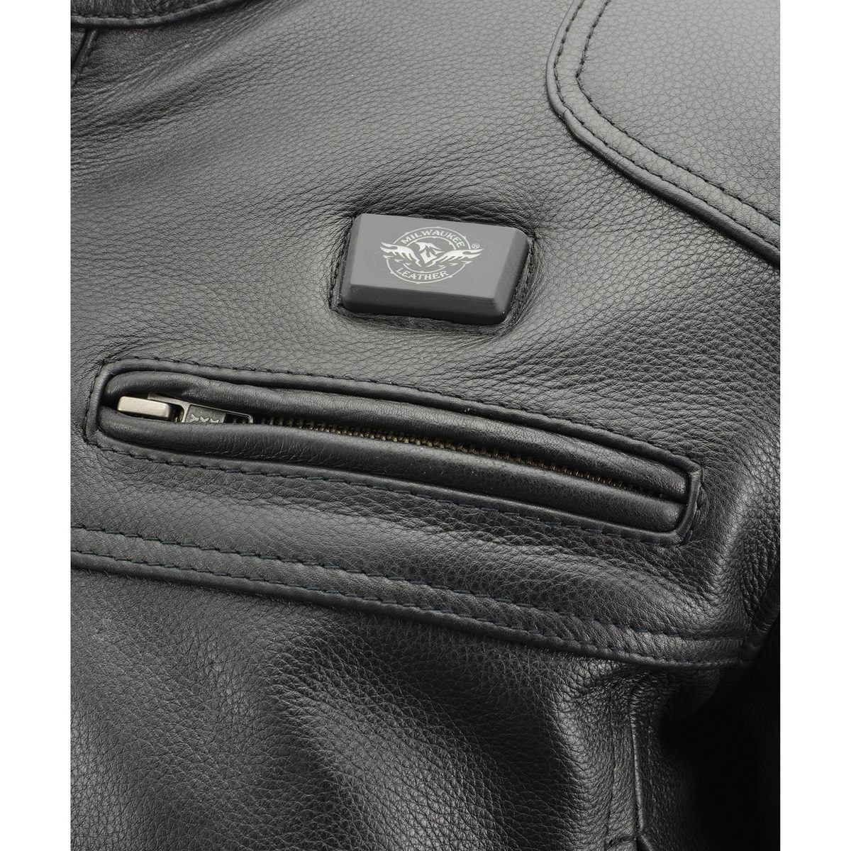 MLM1514SET All Season Black Premium Leather Motorcycle Riders Jacket w/ Heated and Cool-Tec Technology