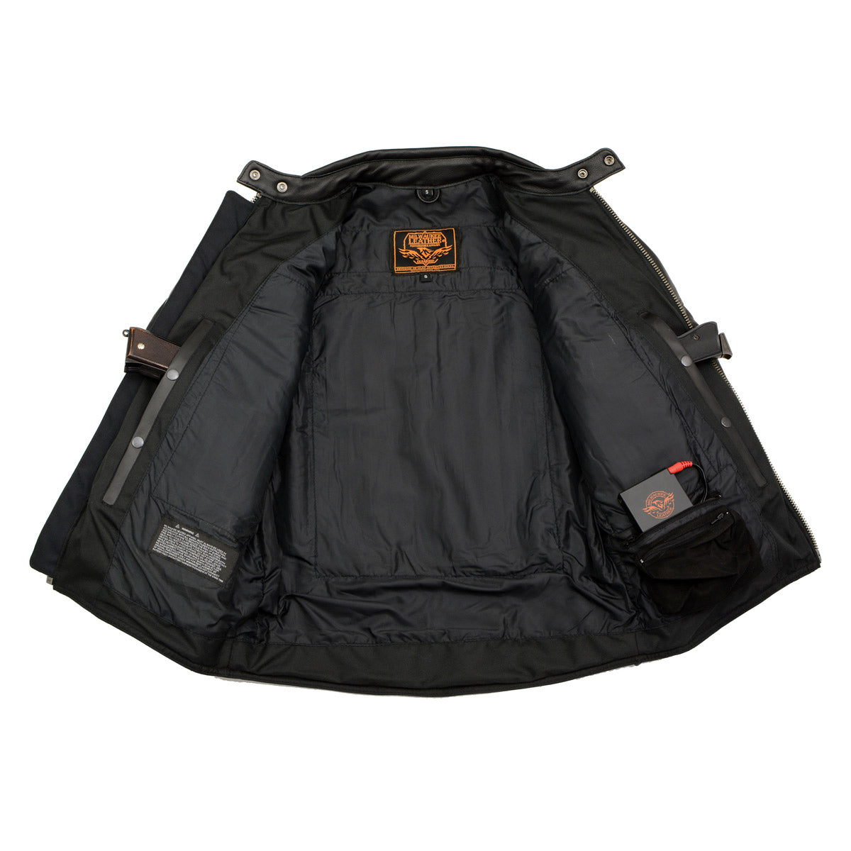 MLM1514SET All Season Black Premium Leather Motorcycle Riders Jacket w/ Heated and Cool-Tec Technology