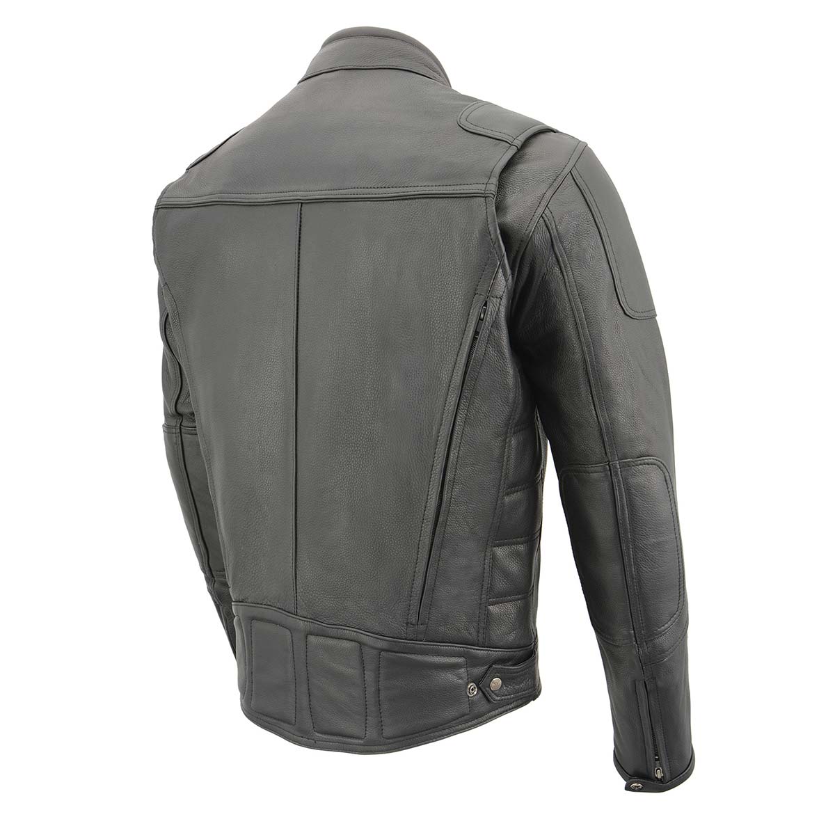 MLM1526 Men's Stay Cool Black Premium Leather Sporty Motorcycle Jacket w/ Cool-Tec Leather Treatement