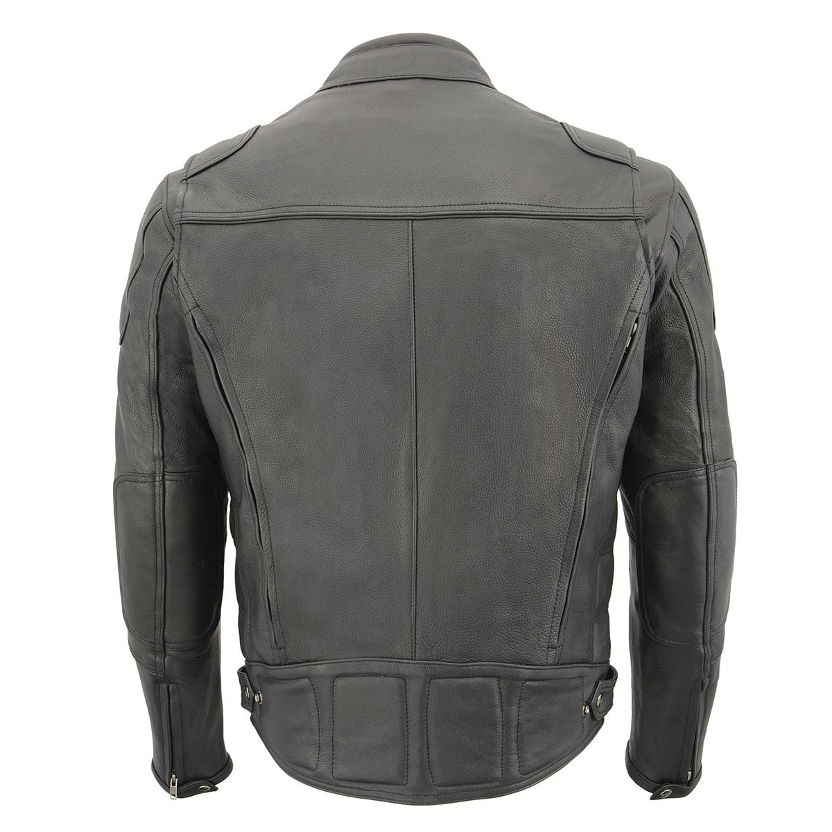 MLM1526 Men's Stay Cool Black Premium Leather Sporty Motorcycle Jacket w/ Cool-Tec Leather Treatement
