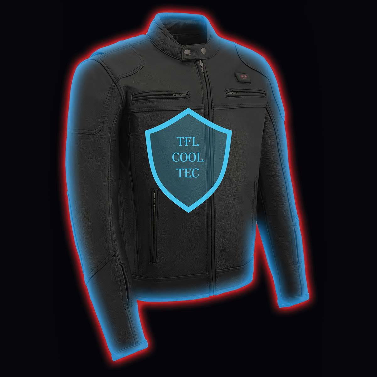 MLM1514SET All Season Black Premium Leather Motorcycle Riders Jacket w/ Heated and Cool-Tec Technology