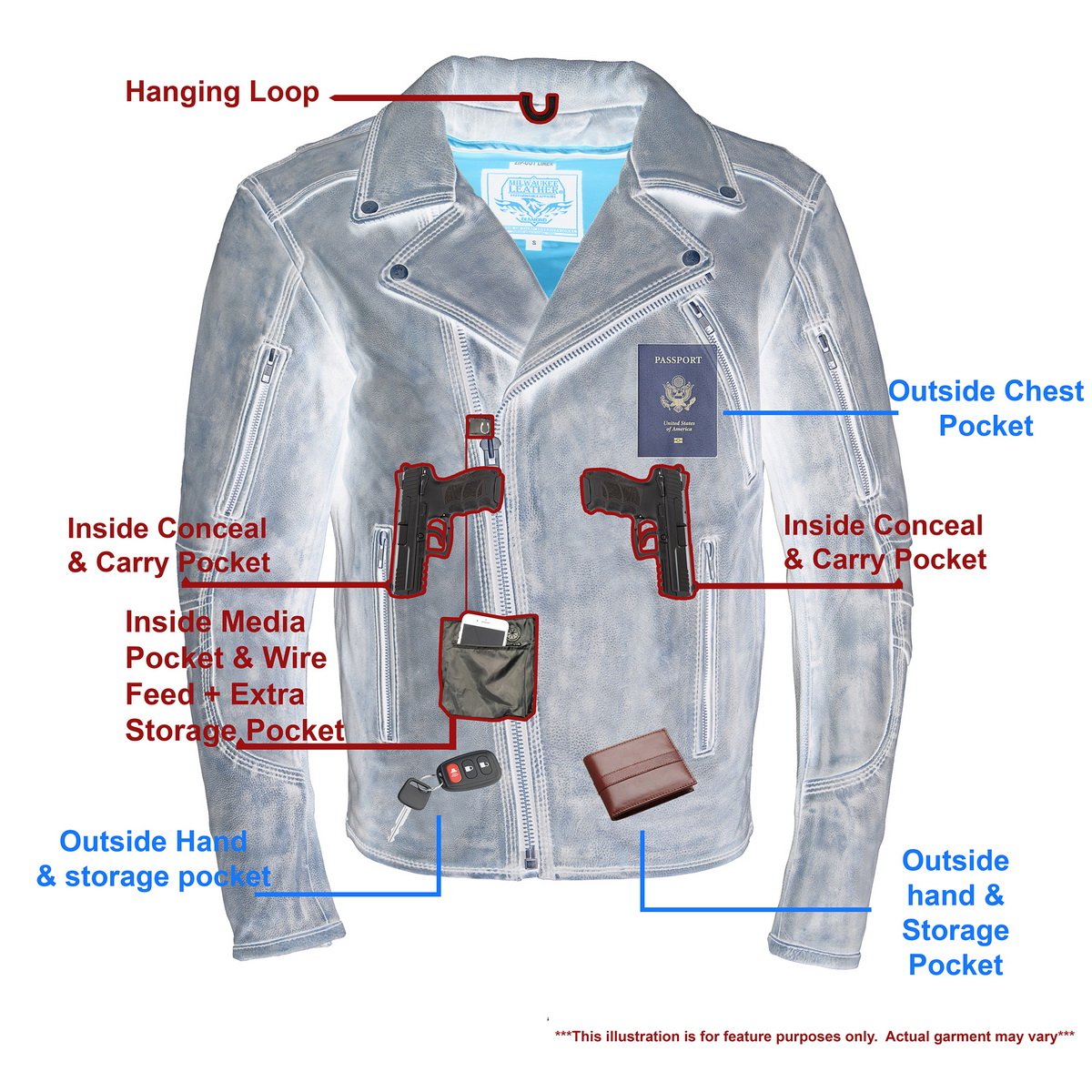 MLM1515 Men's Classic Beltless Distressed Brown Leather Triple Stitched Motorcycle Biker Jacket