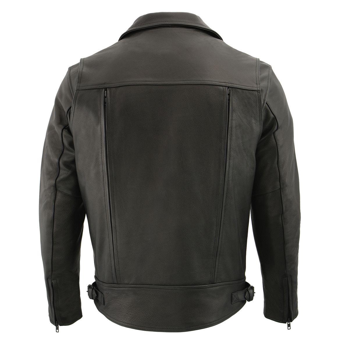 MLM1520 Men's Pistol Pete Vented Black Leather Cruiser Jacket