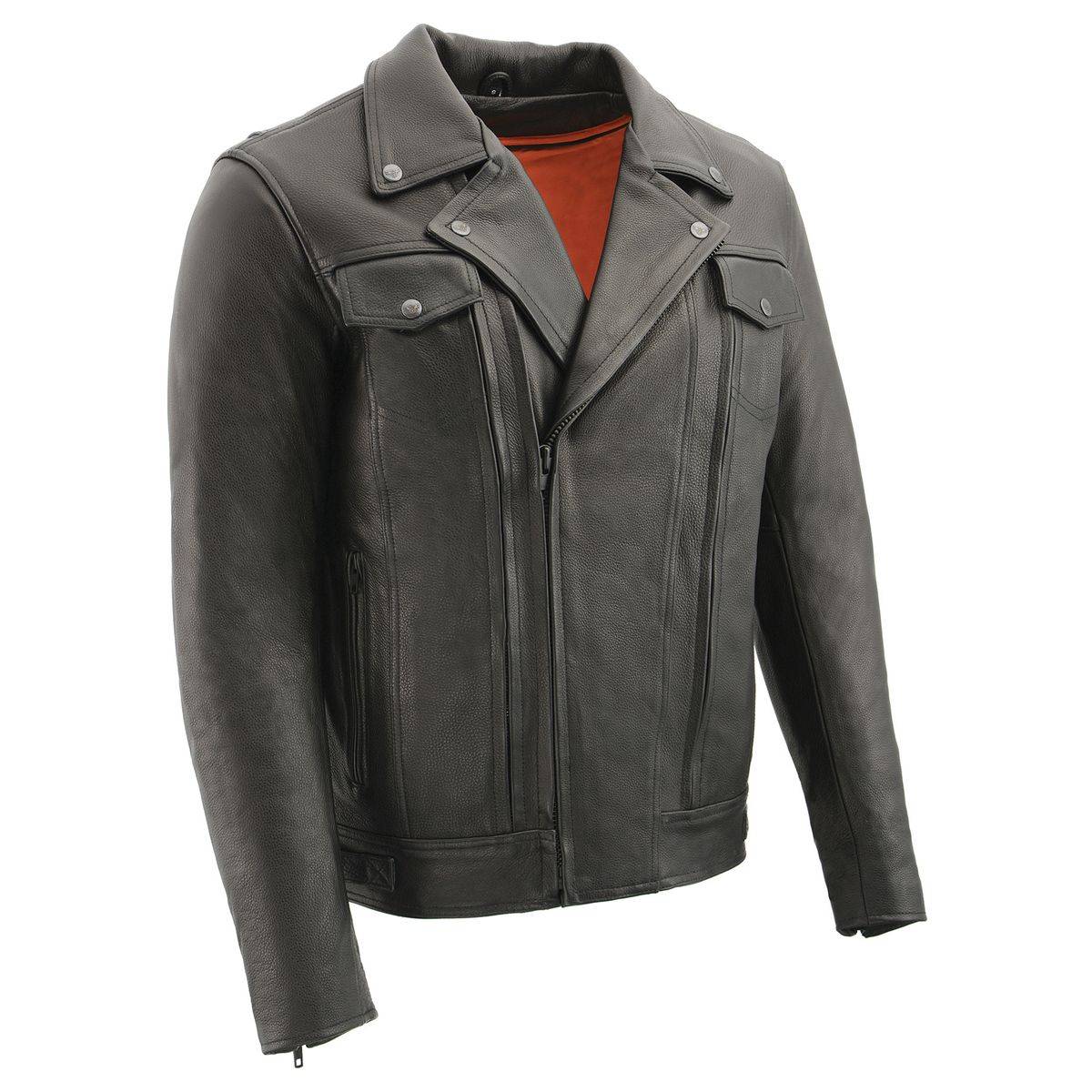 MLM1520 Men's Pistol Pete Vented Black Leather Cruiser Jacket