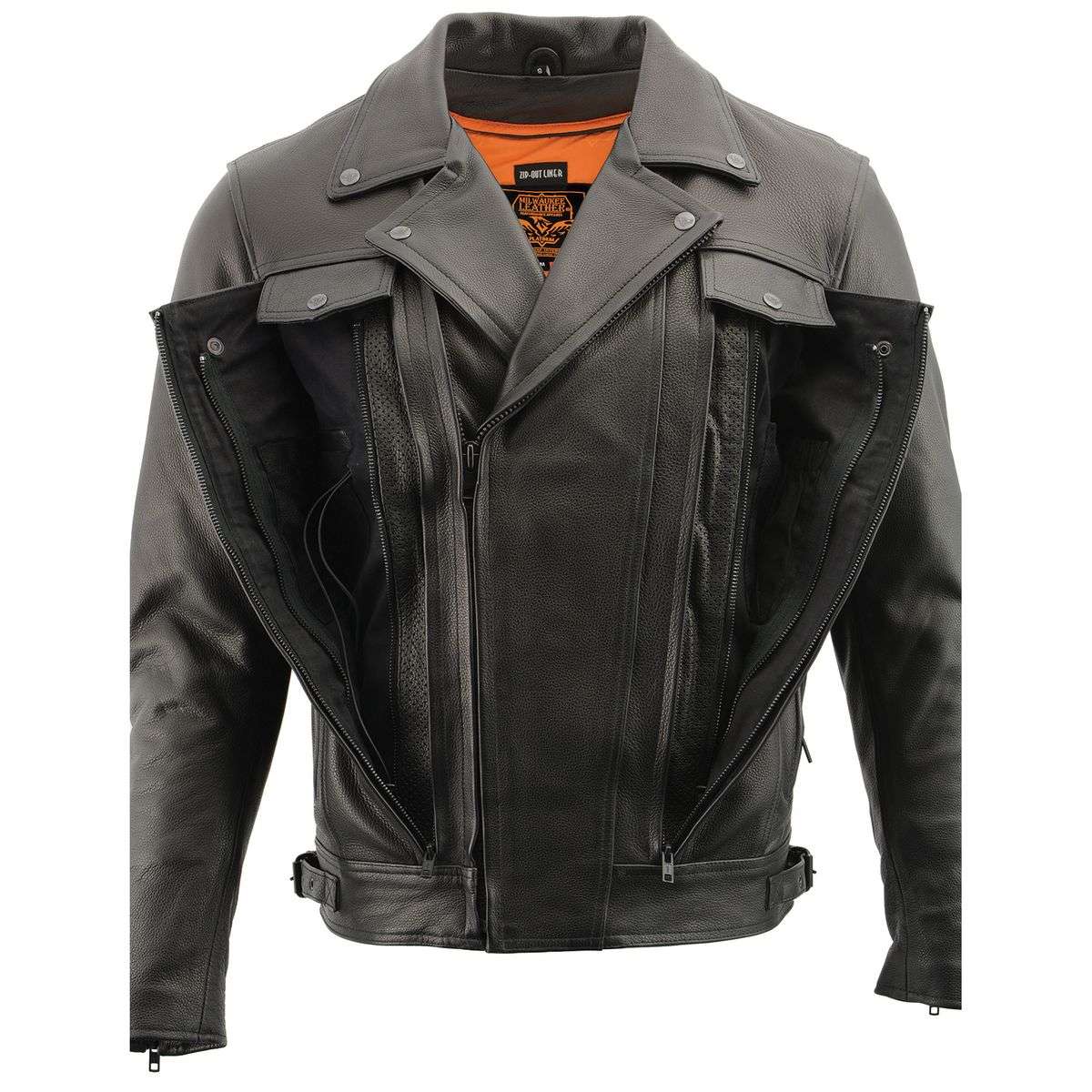 MLM1520 Men's Pistol Pete Vented Black Leather Cruiser Jacket