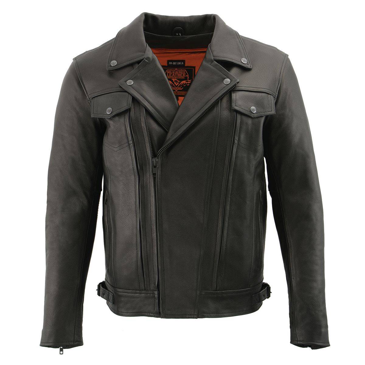 MLM1520 Men's Pistol Pete Vented Black Leather Cruiser Jacket