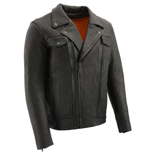 MLM1520 Men's Pistol Pete Vented Black Leather Cruiser Jacket