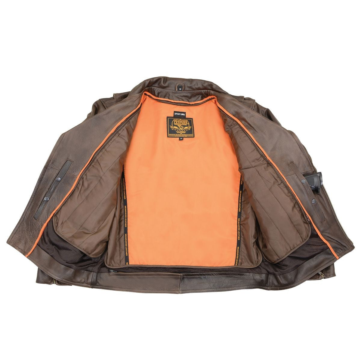 MLM1522 Men's ‘Vented’ Retro Brown Leather Motorcycle Jacket