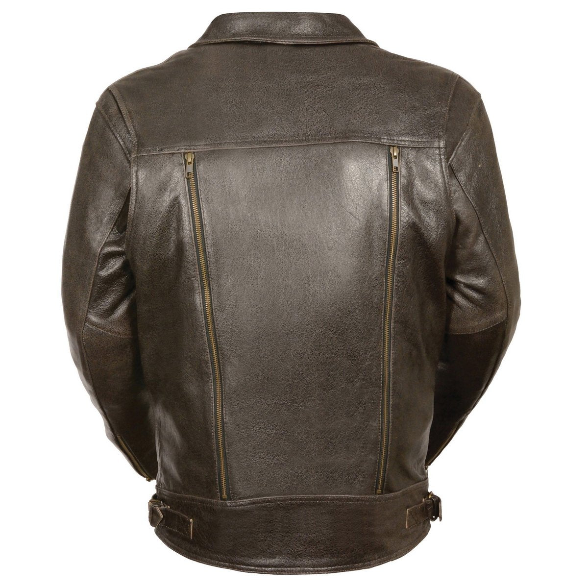 MLM1522 Men's ‘Vented’ Retro Brown Leather Motorcycle Jacket
