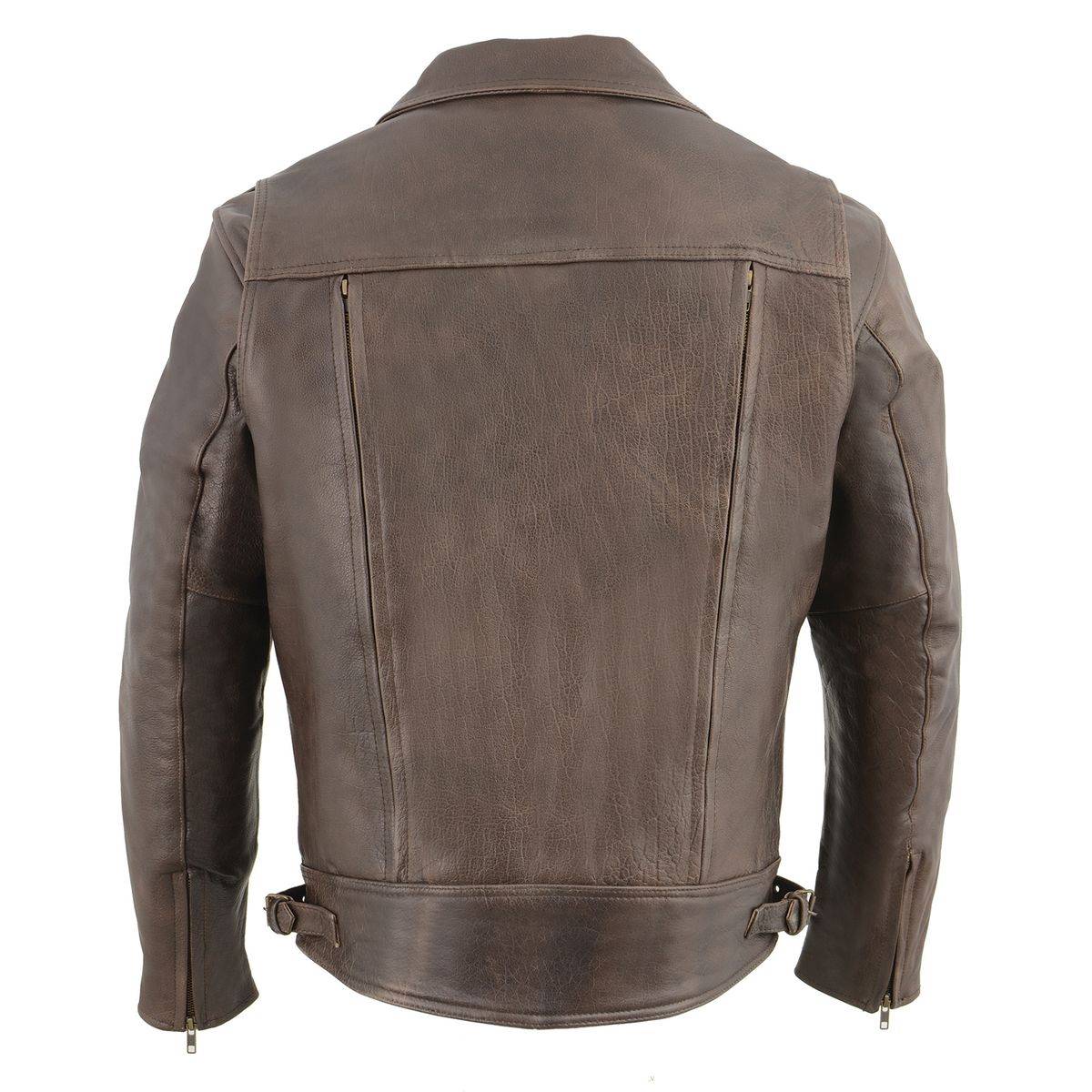 MLM1522 Men's ‘Vented’ Retro Brown Leather Motorcycle Jacket