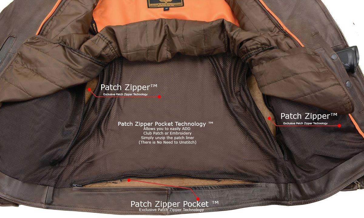 MLM1522 Men's ‘Vented’ Retro Brown Leather Motorcycle Jacket