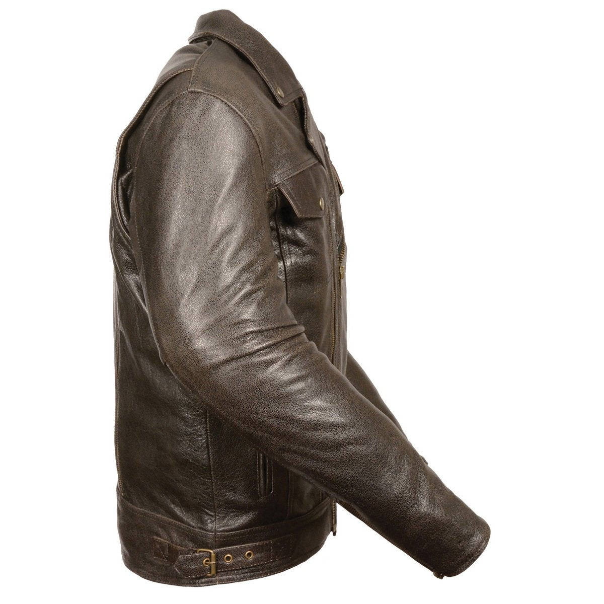 MLM1522 Men's ‘Vented’ Retro Brown Leather Motorcycle Jacket