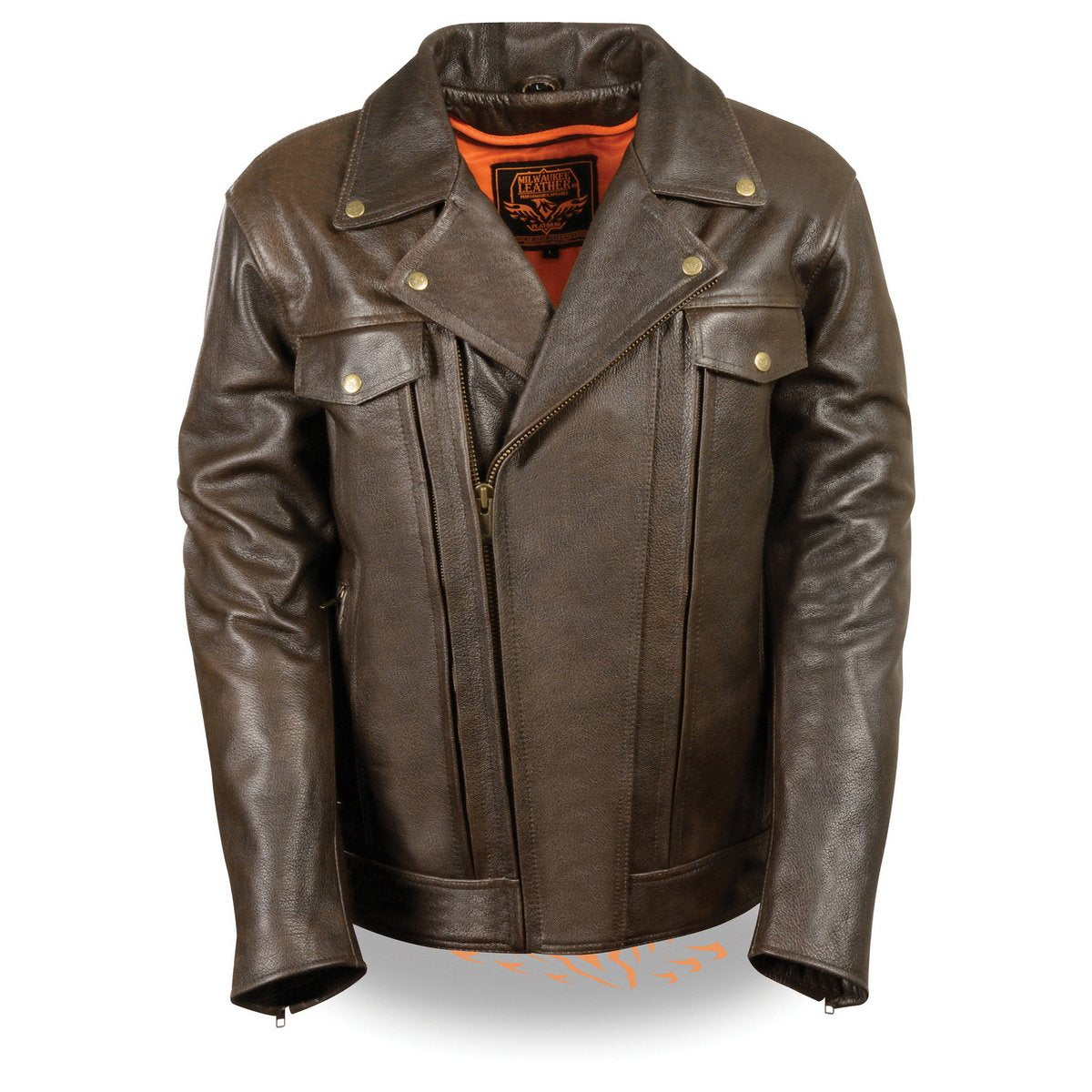 MLM1522 Men's ‘Vented’ Retro Brown Leather Motorcycle Jacket