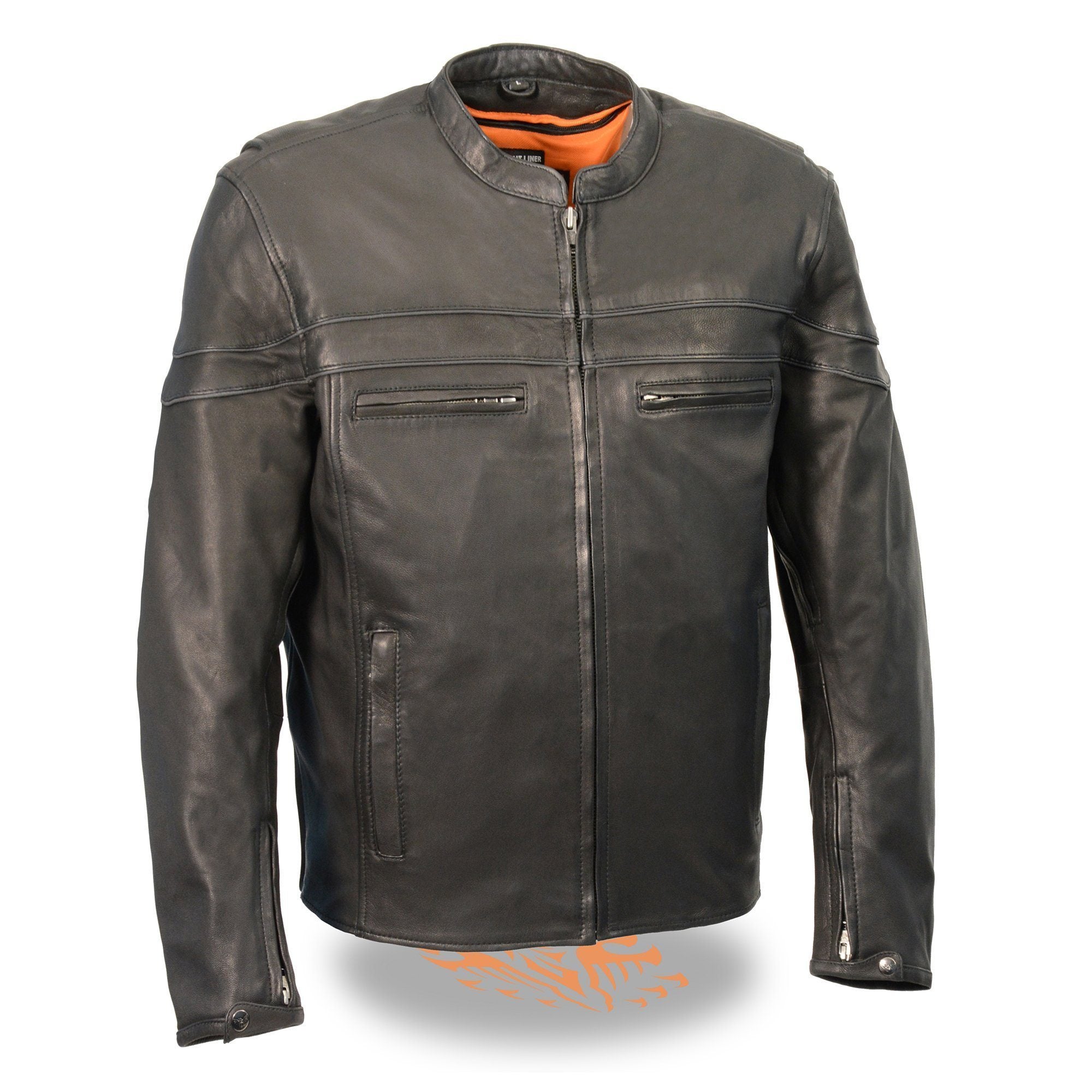 MLM1525 Men's ‘Crossover’ Black Leather Lightweight MC Jacket