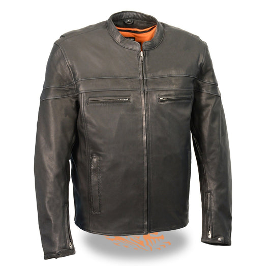 MLM1525 Men's ‘Crossover’ Black Leather Lightweight MC Jacket