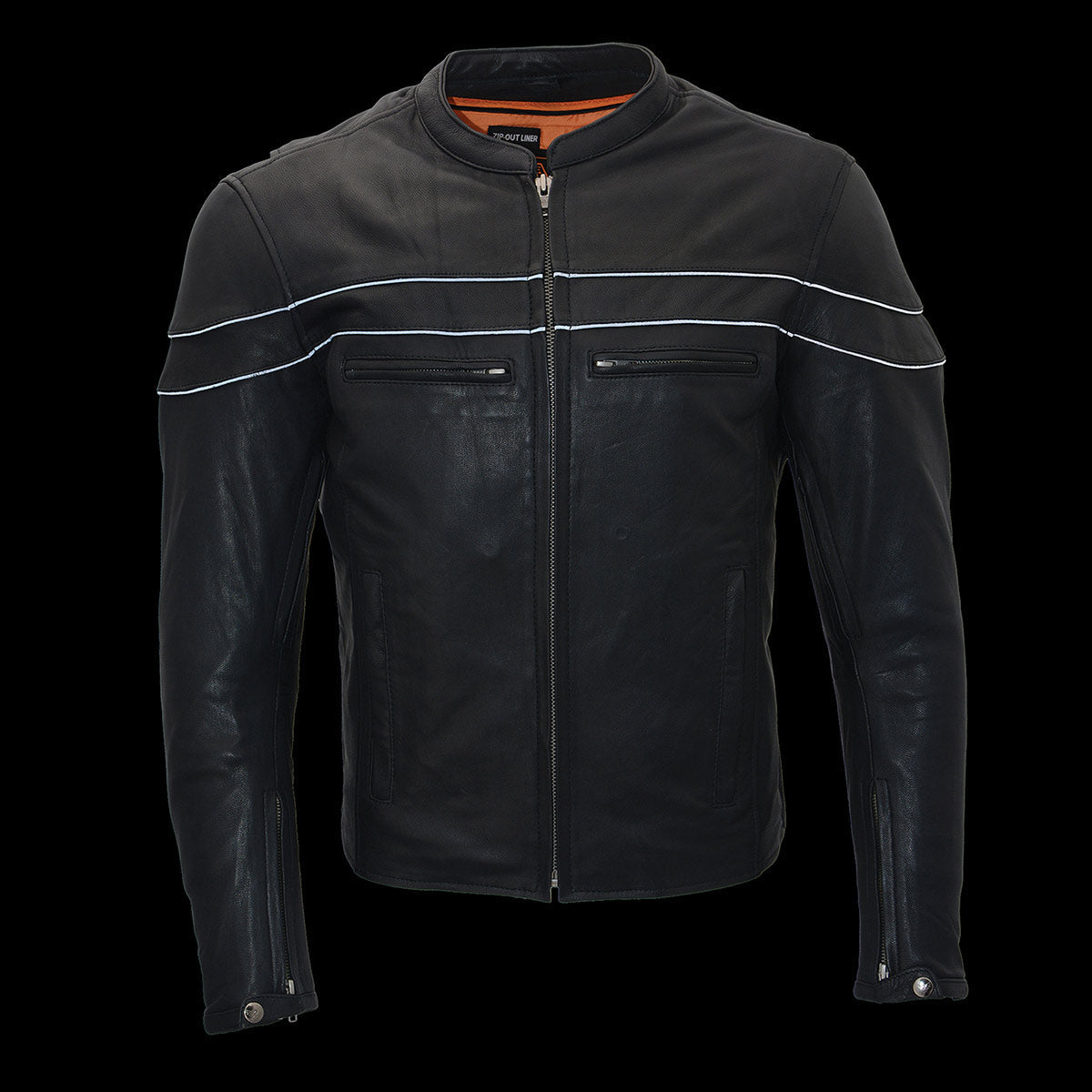 MLM1525 Men's ‘Crossover’ Black Leather Lightweight MC Jacket