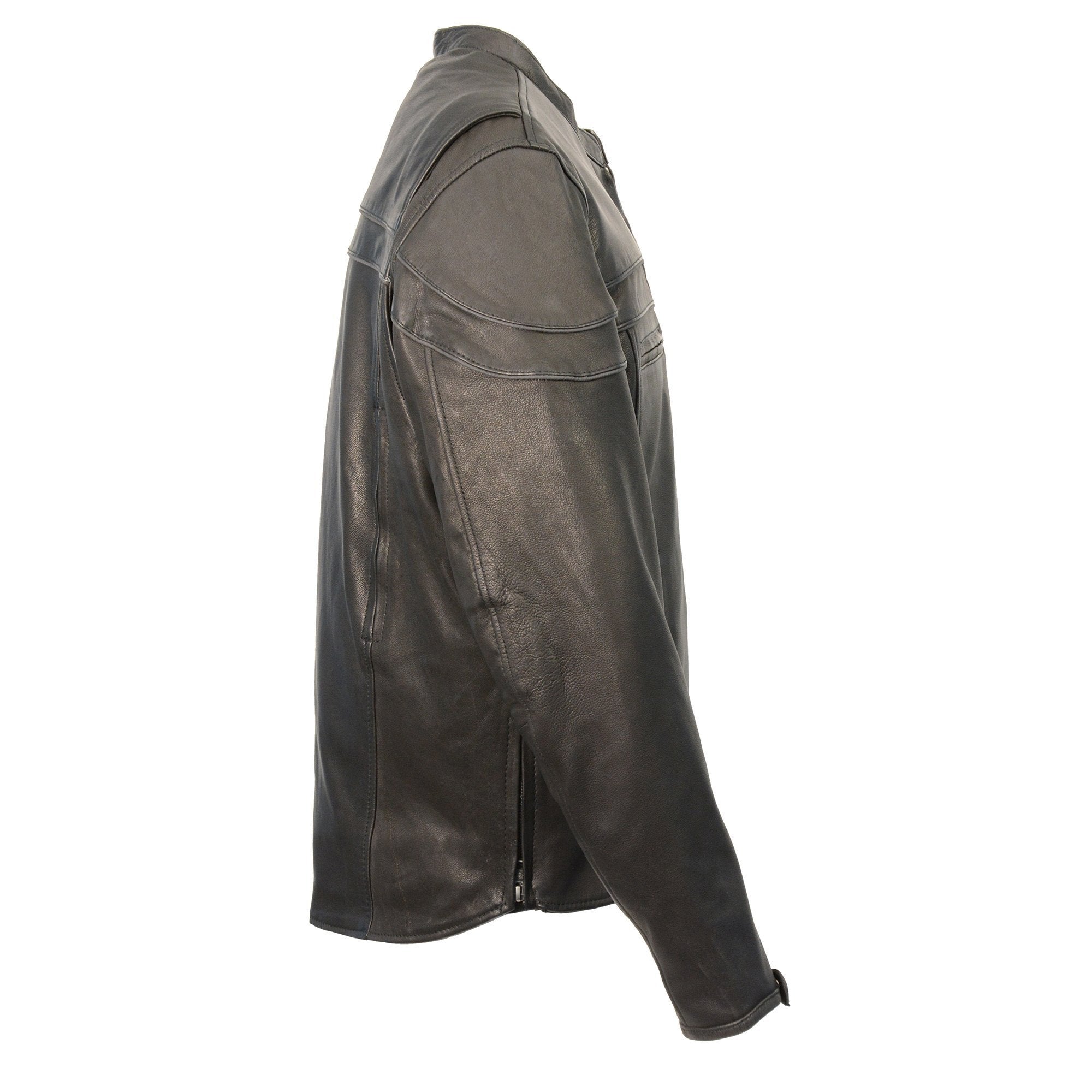 MLM1525 Men's ‘Crossover’ Black Leather Lightweight MC Jacket