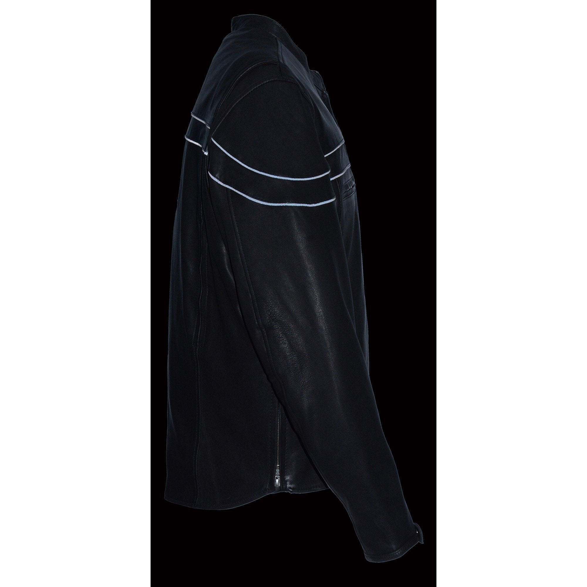 MLM1525 Men's ‘Crossover’ Black Leather Lightweight MC Jacket