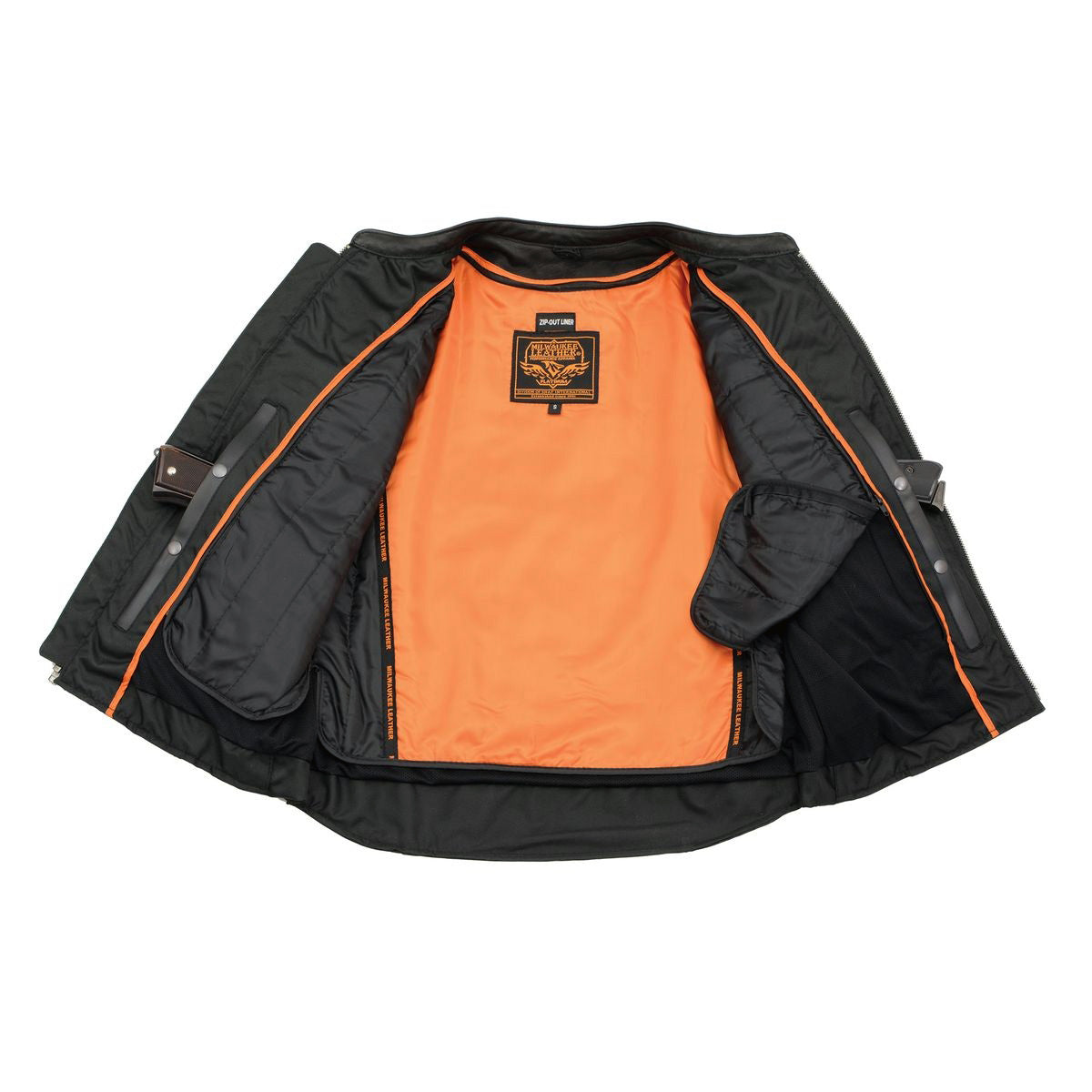 MLM1526 Men's Stay Cool Black Premium Leather Sporty Motorcycle Jacket w/ Cool-Tec Leather Treatement