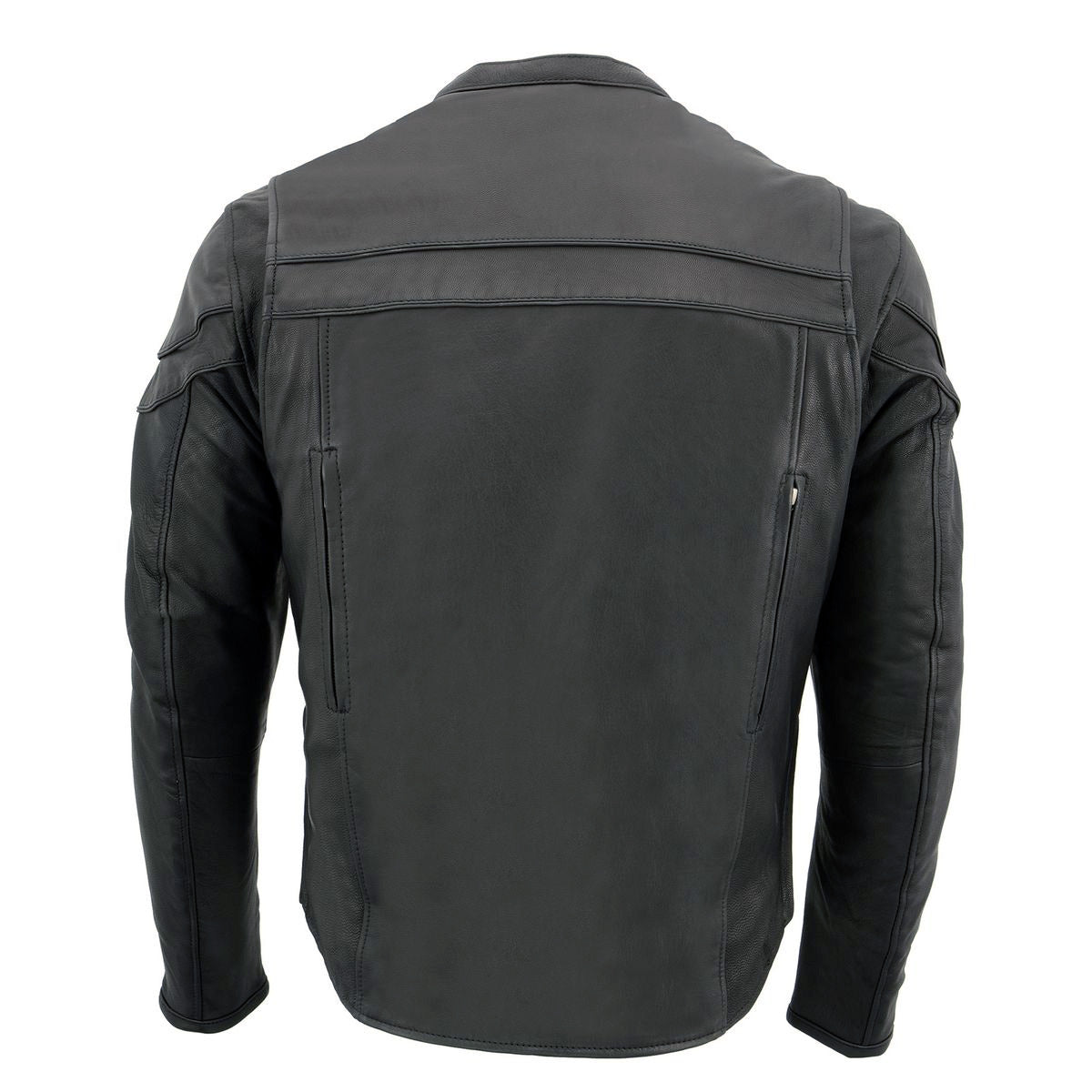 MLM1526 Men's Stay Cool Black Premium Leather Sporty Motorcycle Jacket w/ Cool-Tec Leather Treatement