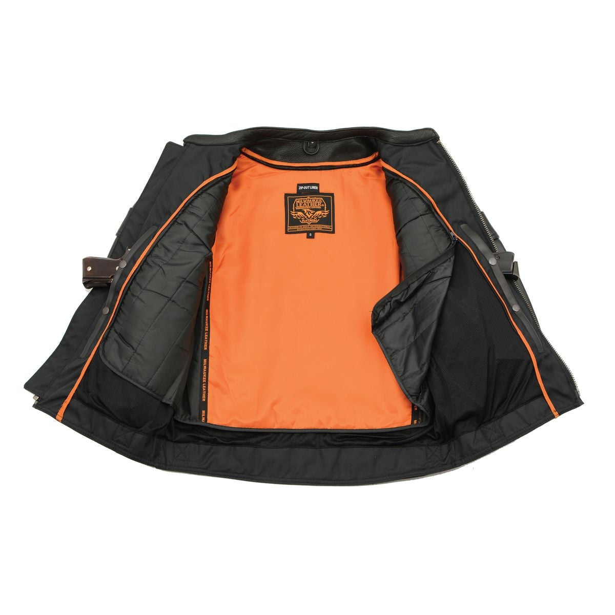 MLM1545 Men's Quilted Pattern Triple Vent Black Leather Scooter Jacket