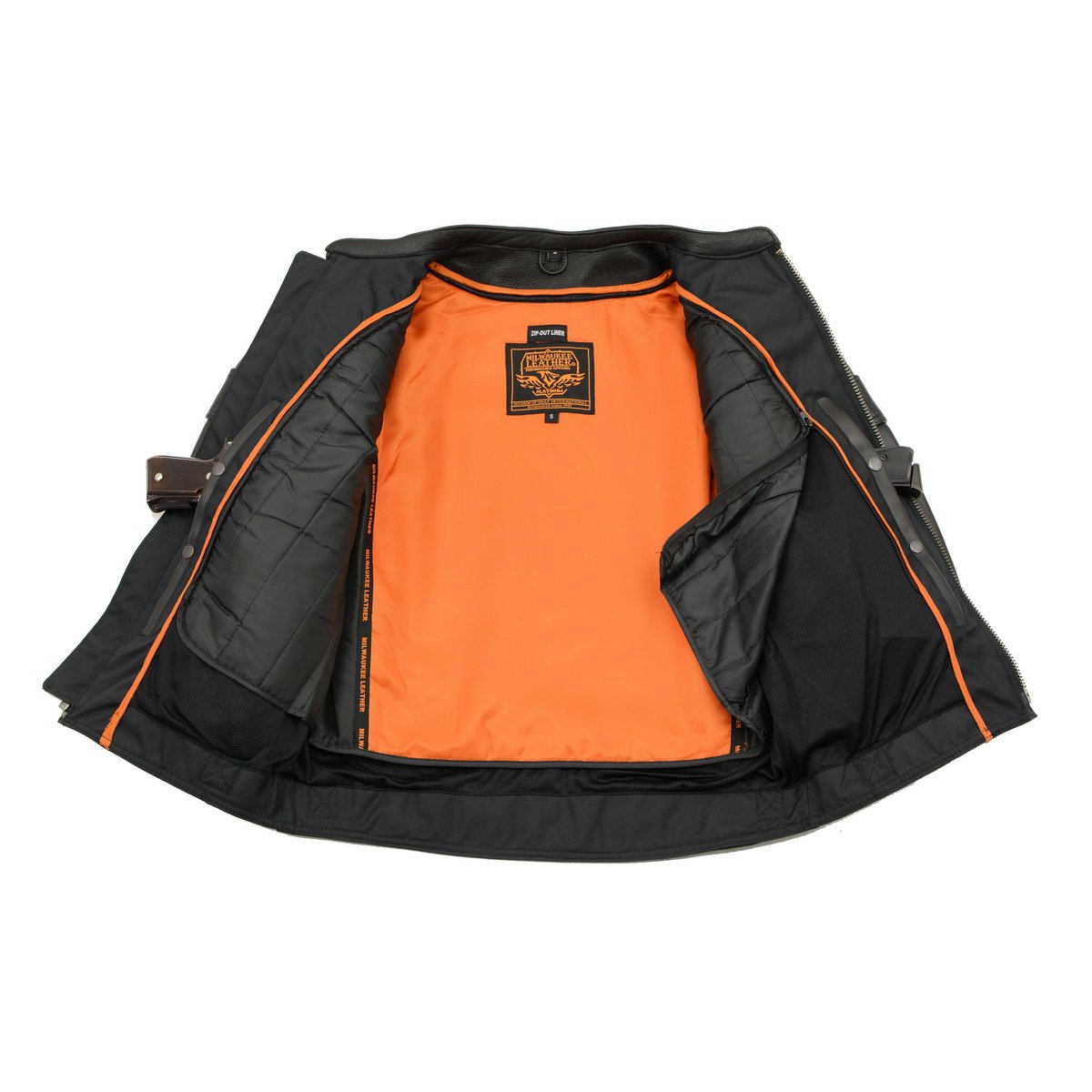 MLM1545 Men's Quilted Pattern Triple Vent Black Leather Scooter Jacket