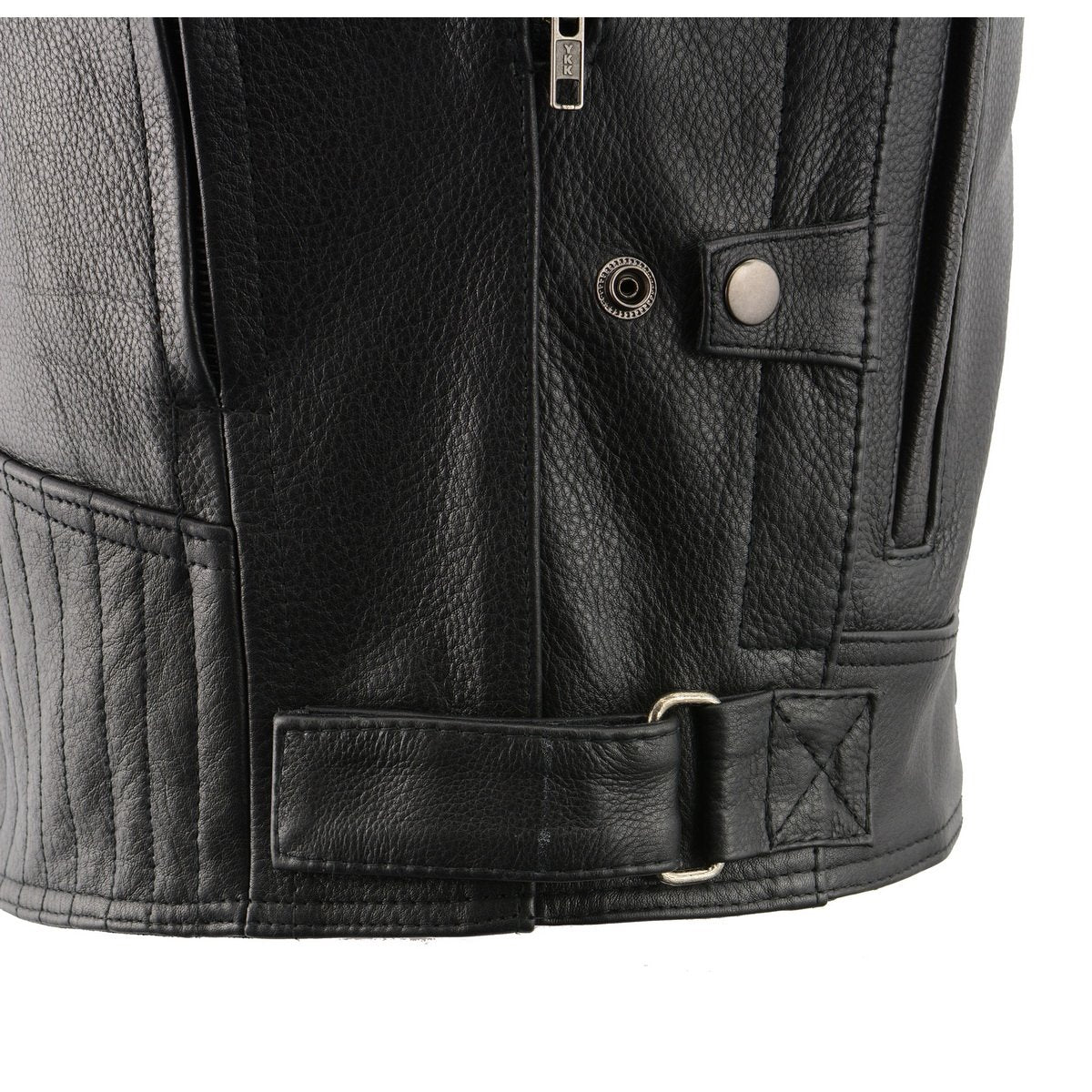 MLM1545 Men's Quilted Pattern Triple Vent Black Leather Scooter Jacket