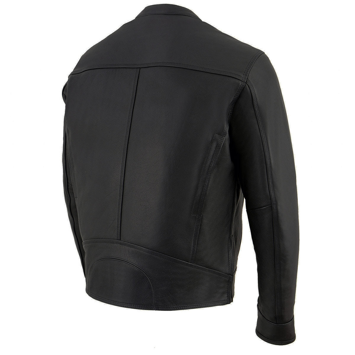 MLM1551 Men's Black Lightweight Premium Leather Motorcycle Jacket w/ Cool-Tec Leather Treatement
