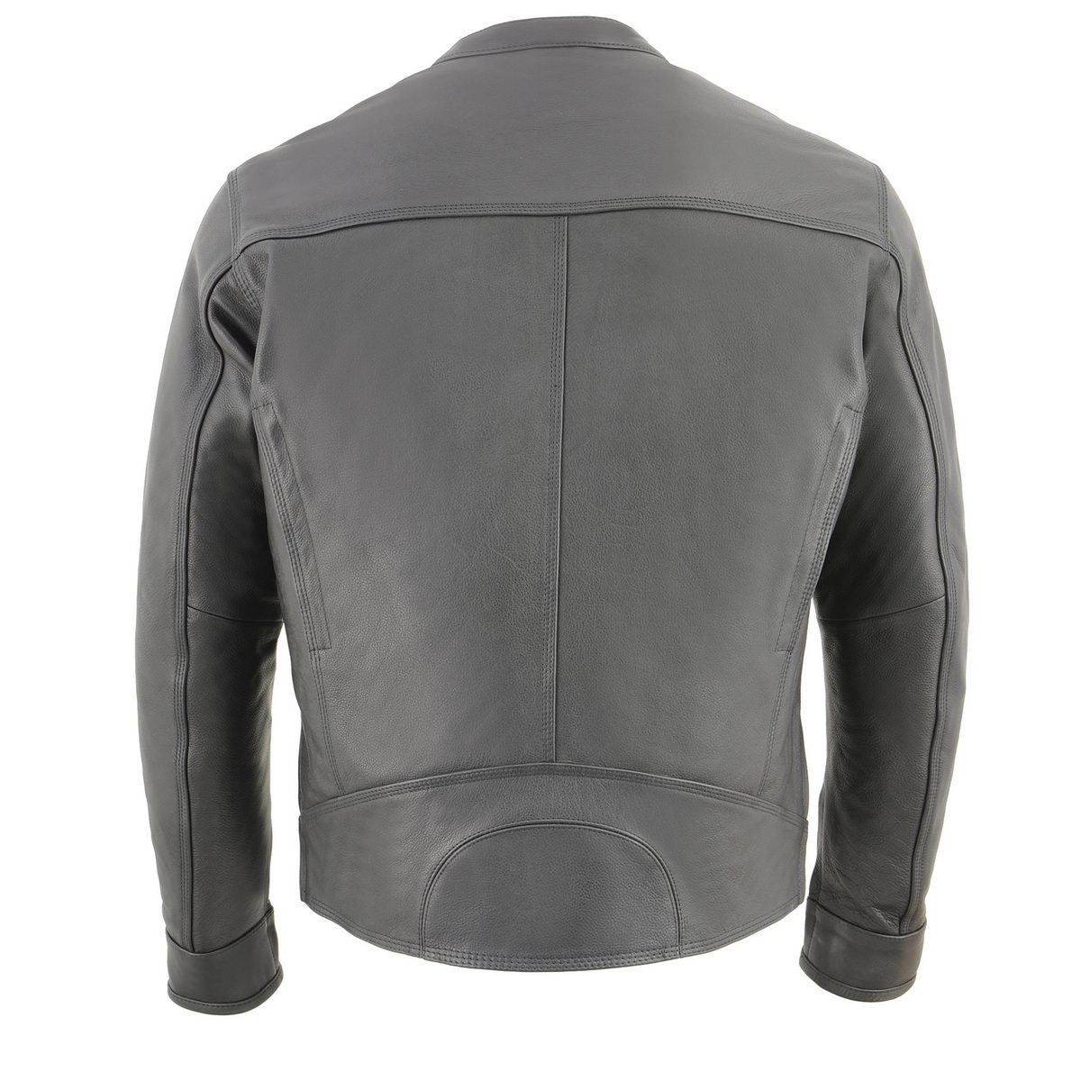 MLM1551 Men's Black Lightweight Premium Leather Motorcycle Jacket w/ Cool-Tec Leather Treatement