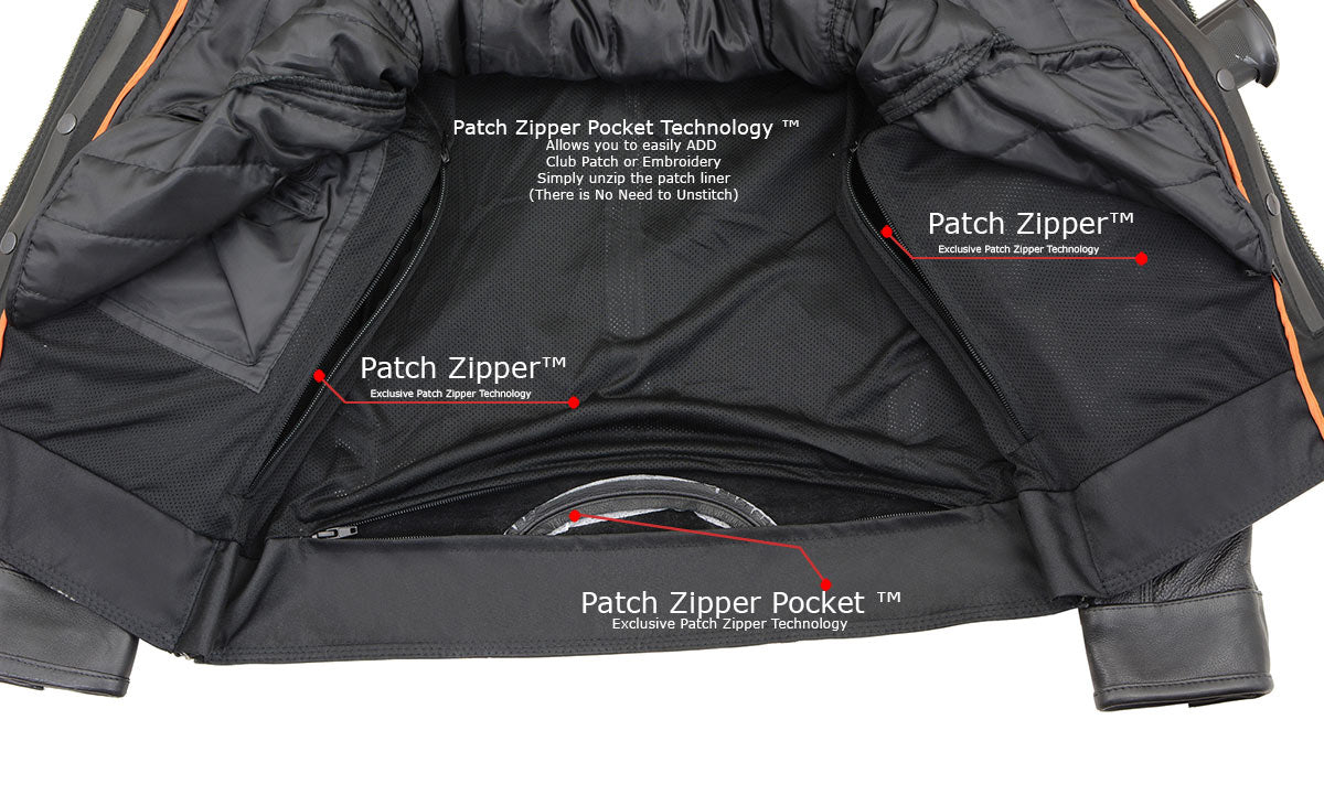 MLM1551 Men's Black Lightweight Premium Leather Motorcycle Jacket w/ Cool-Tec Leather Treatement