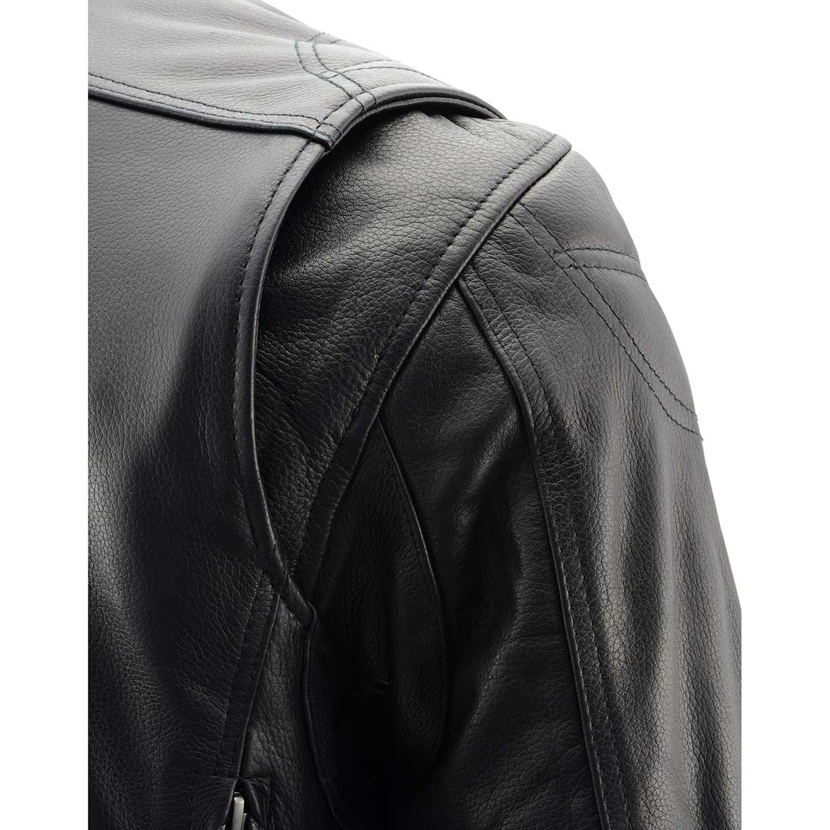 MLM1560 Men's Black Long Body and Vented Motorcycle Leather Jacket