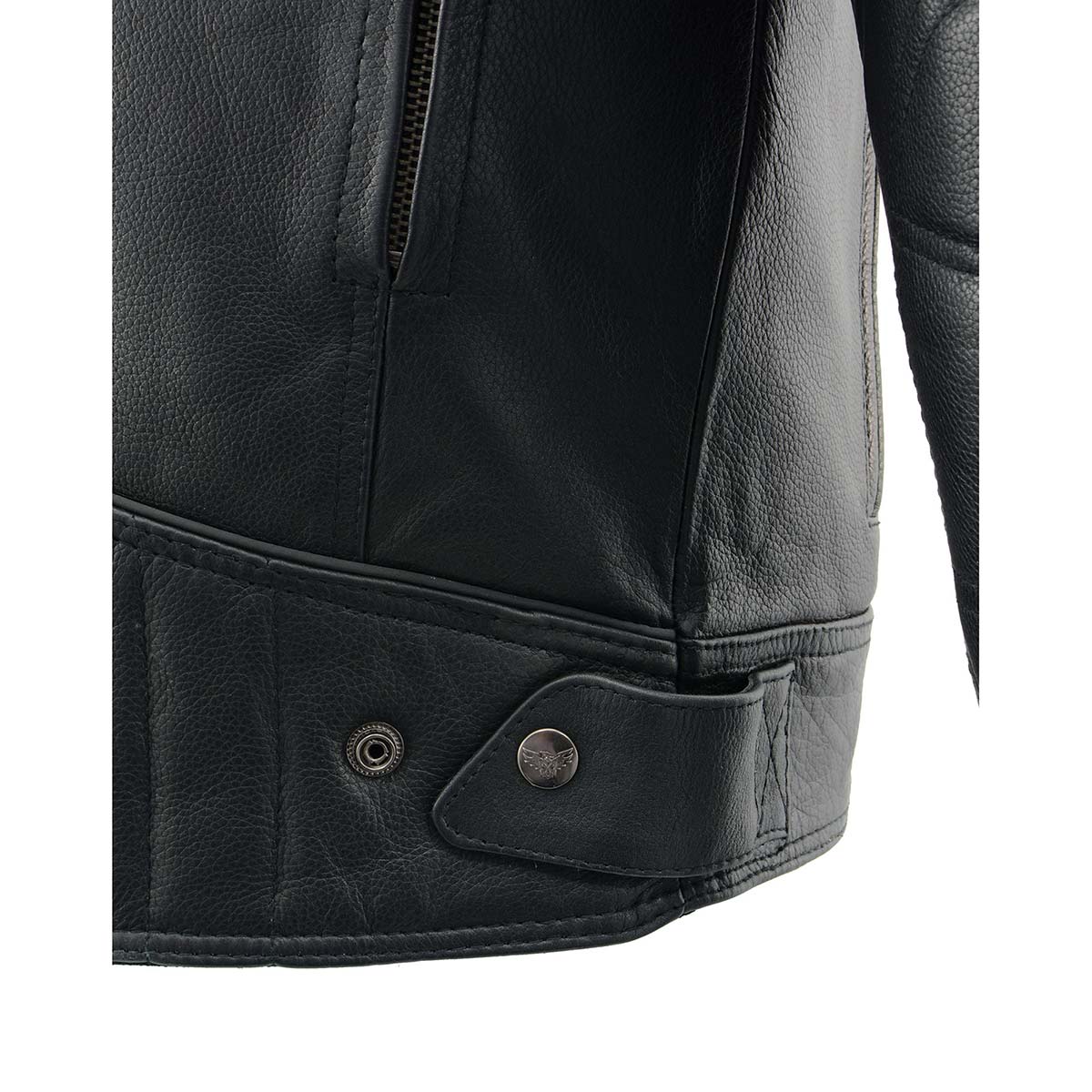 MLM1560 Men's Black Long Body and Vented Motorcycle Leather Jacket