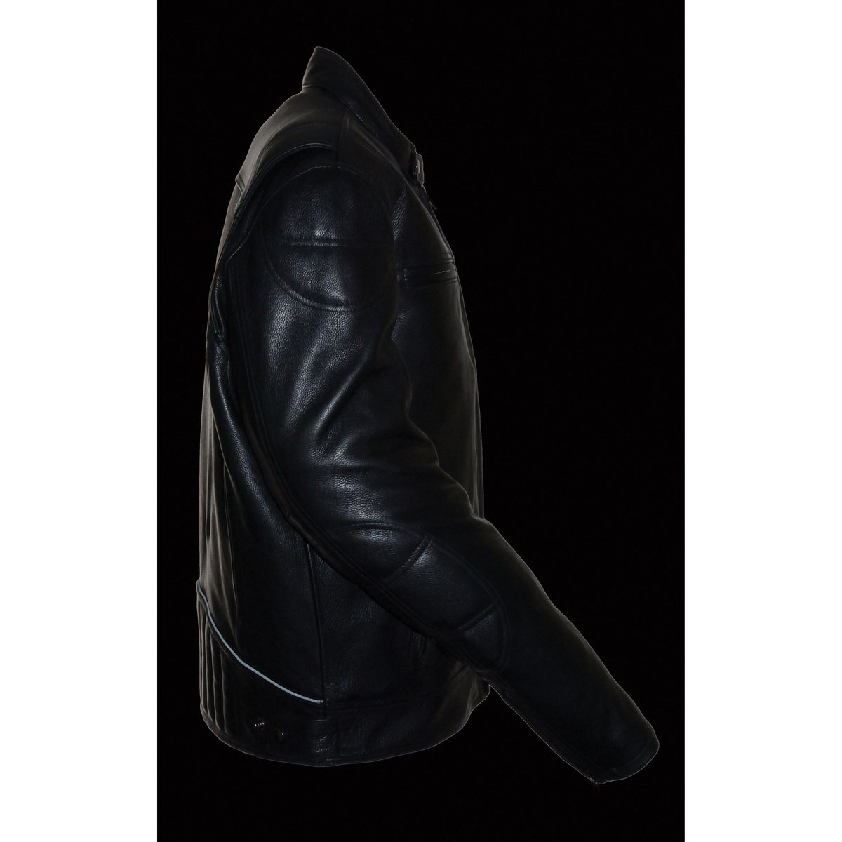MLM1560 Men's Black Long Body and Vented Motorcycle Leather Jacket