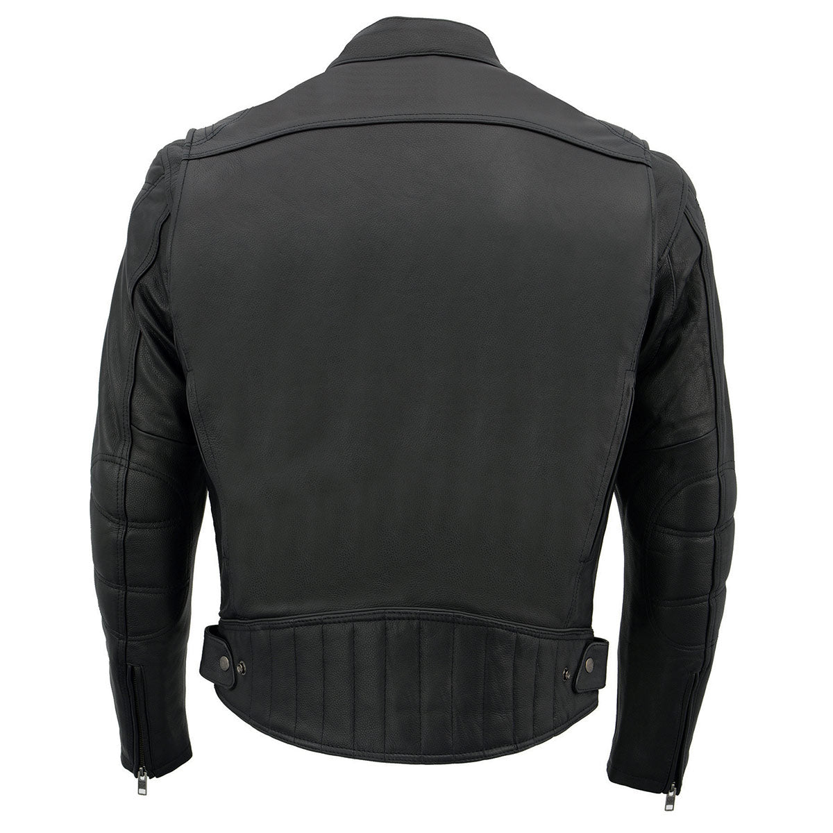MLM1560 Men's Black Long Body and Vented Motorcycle Leather Jacket