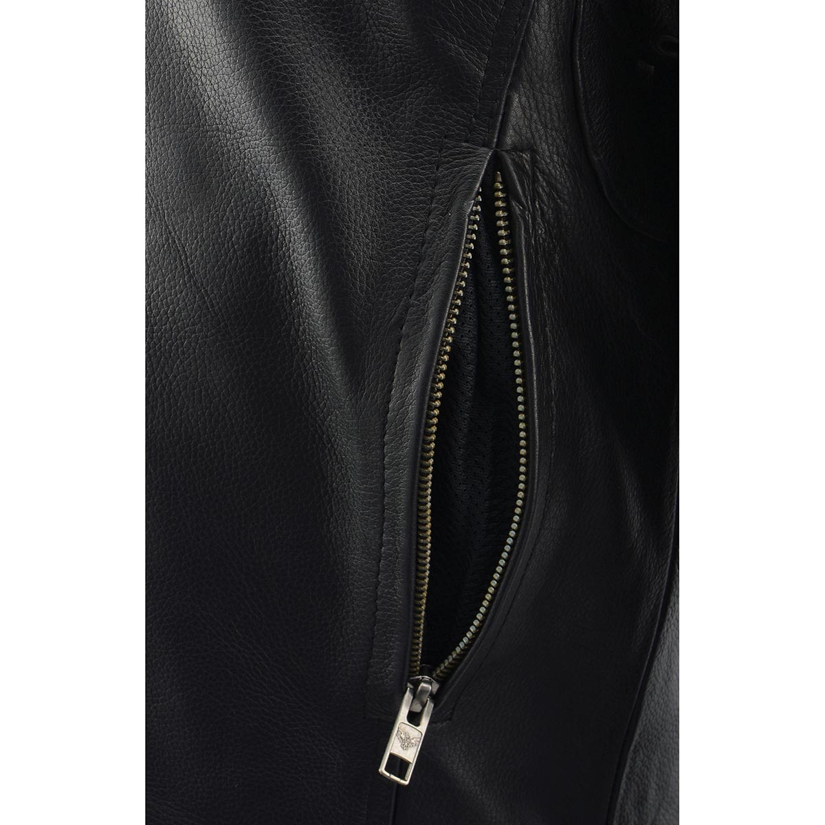 MLM1560 Men's Black Long Body and Vented Motorcycle Leather Jacket