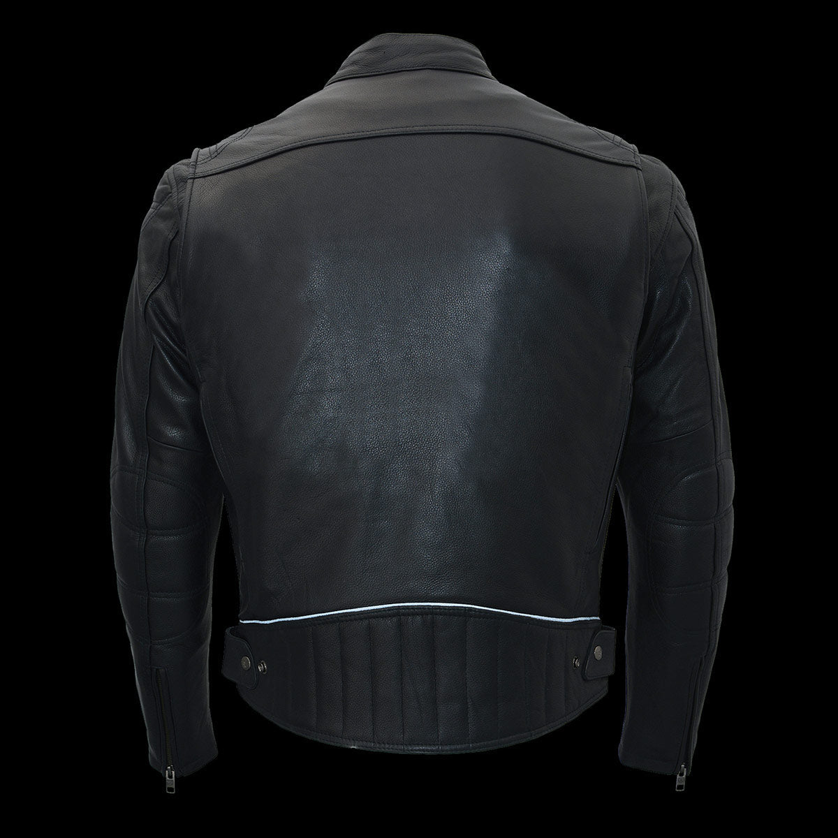 MLM1560 Men's Black Long Body and Vented Motorcycle Leather Jacket