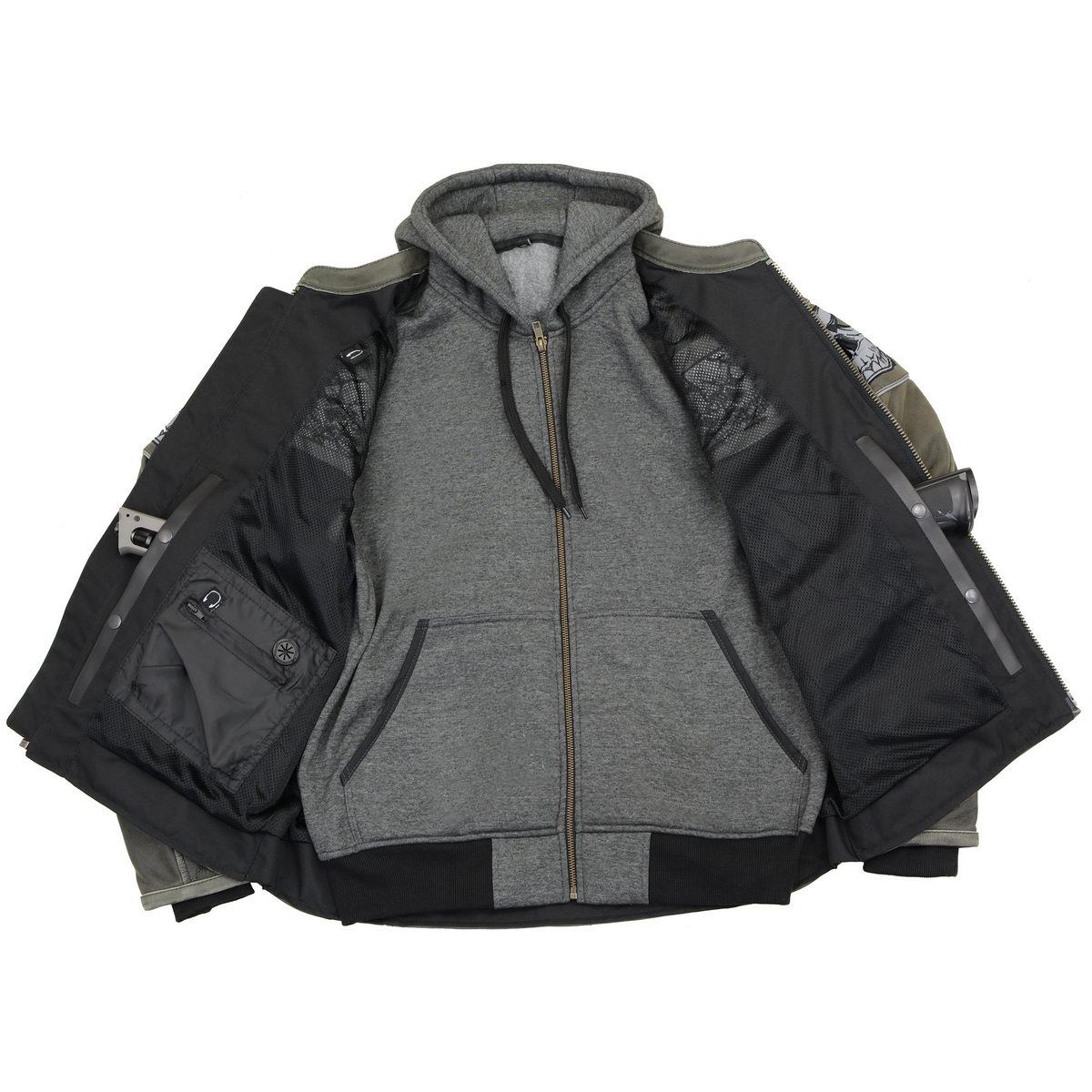 MLM1562 Men's Distressed Grey Leather Jacket with Reflective Skulls