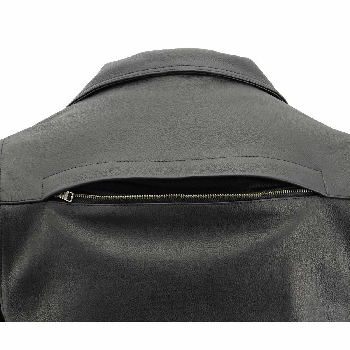 MLM1570 Men’s Black Premium Cowhide Leather Utility Pocket Motorcycle Jacket